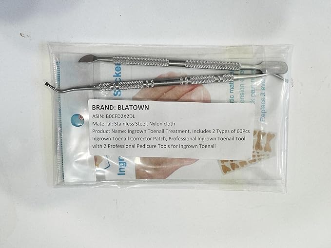 Ingrown Toenail Correction Treatment Tool, 60Pcs Ingrown Toe nail Corrector Patch in 2 Types, Professional Safe Ingrown Toenail Tool with 2 Pedicure Tools for Ingrown Toenail Remover