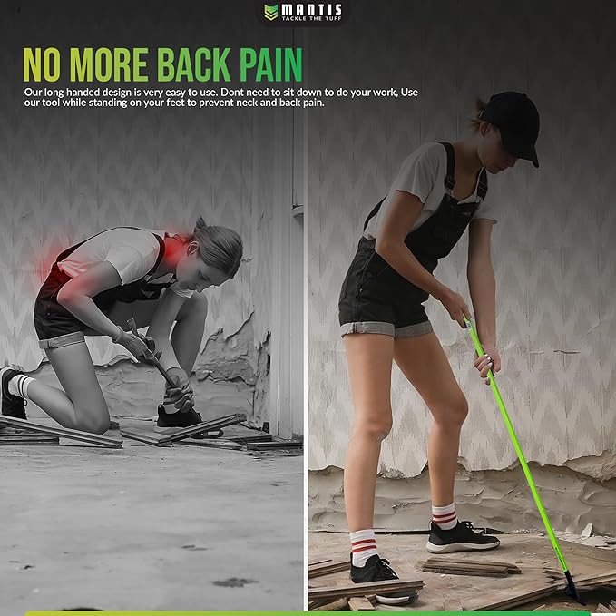 Mantis - Large Pry Bar | Ergonomic Designed Pry Bar for Quick Easy Removal of Carpet Tack Strips, Underlayment, and Sheet Vinyl, While Standing on Your Feet.