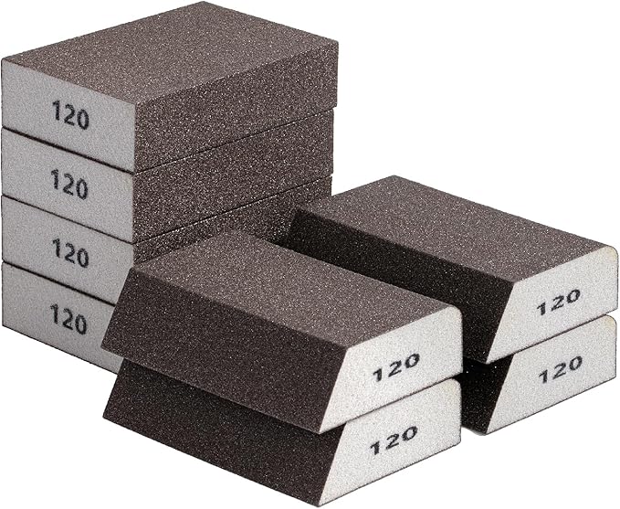 Bates- Sanding Sponge, 8 pcs, 120 Grit, Washable and Reusable, Sandpaper Block, Sanding Blocks for Wood, Sanding Pad, Drywall Sanding Block, Drywall Sanding Sponge