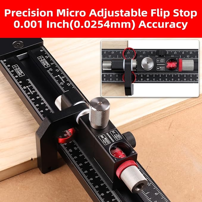 Track Saw Parallel Guide System with Mirco Adjustable Flip Stop and Zero Calibration for Woodworking Repeatable Rip Cuts for Track Saw Guide Rail Compatible with Festool,Makita,Milwaukee