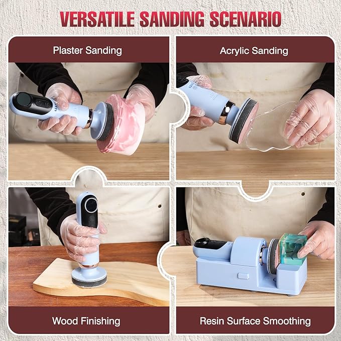 LET'S RESIN LRP-2393 4-in-1 Resin Sander Accessory Kit - 203pcs 3 Inch Hook & Loop Sandpapers, Sanding Disc & 2*Buffing Pads (60/80/100/180/320/600/1000/1500/2000/5000) for Resin Crafts
