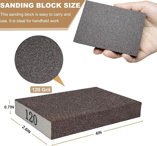 6 Pack 120 Grit Hand Sanding Block, Washable and Reusable Sanding Sponge Great for Pot Brush Pan Brush Sponge Brush Glasses Sanding Wood Sanding Metal Sanding (120 Grit)