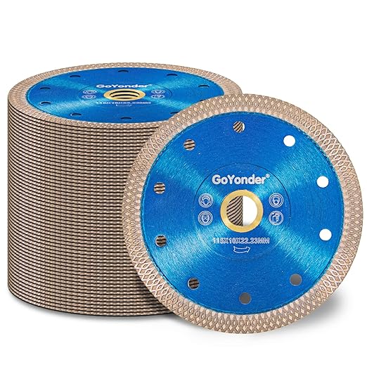 GoYonder 4.5 Inch Super Thin Diamond Saw Blade for Cutting Porcelain Tiles,Granite Marble Ceramics (4.5" -Blue (50 pcs))