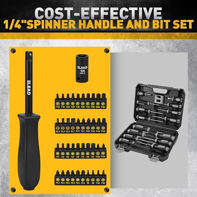 ELEAD 3/8" Drive Impact Socket Set, 96-Piece Deep & Shallow Socket Set Metric and Standard Full with Adapters, Ratchet Handle, Universal Joint, Extension Bar, Screwdriver Bit Sets, Spark Plug Sockets