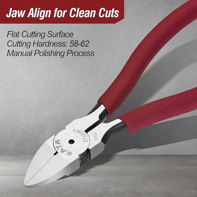 KATA Wire Cutters Plier for Crafting - Heavy Duty 6 Inch Flush Side Cutter Metal Cutting Tool with Safety Cap - Sharp Snips For Zip Tie, Jewelry, Floral, Artificial Flowers, Chicken Wire, Electrical