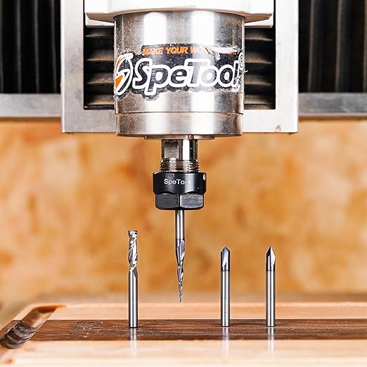 SpeTool CNC Router Bits Carving Set for Wood Profile V Groove Engraving Solid Carbide 1/4 Inch Shank