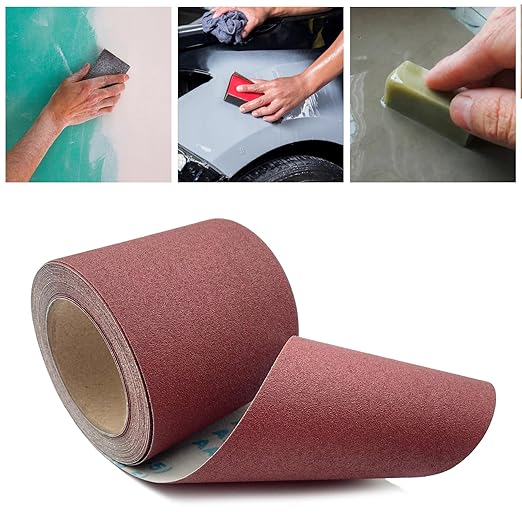 120 Grit Sandpaper Roll 4.5'' Wide 10Yard (= 71Pcs 1/4 Sheet Sandpaper) Abrasive Emery Cloth Sand Paper Roll for Dry Wet Sanding Polishing Wood Metal Glass Automotive Furniture PVC Primers (120 Grit)