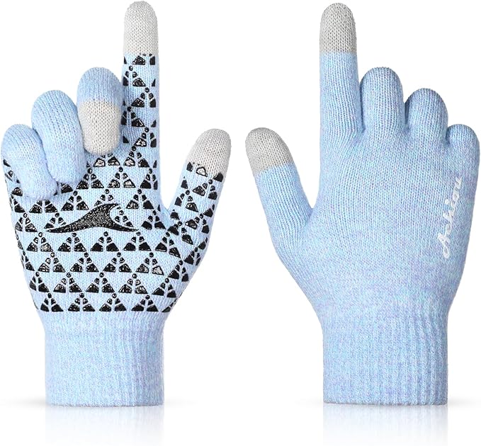 Achiou Winter Gloves, Glove for Men Women, Upgraded Touch Screen Texting Warm Running with Thermal Soft Knit Lining