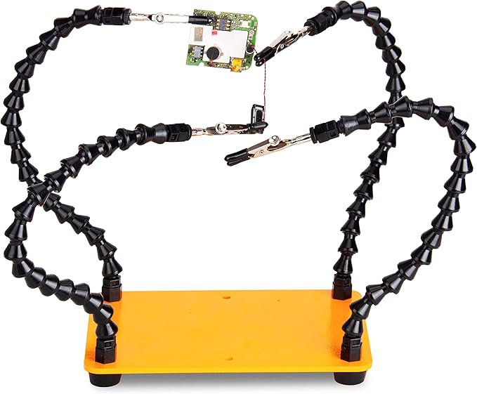 KOTTO Helping Hands Soldering Tool - 4 Arm Non-Slip - Steel Weighted Base with Heavy Duty Clips - Circuit Boards Holder - Crafts Jewelry Hobby Electronic