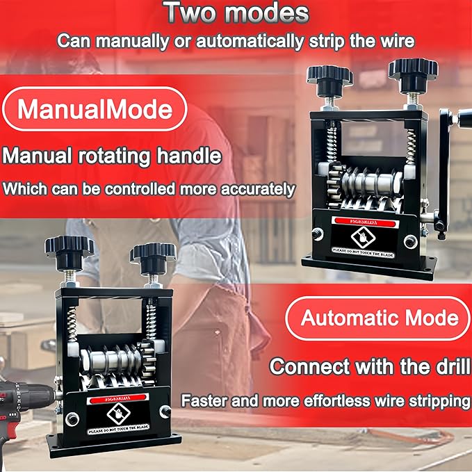 Manual Wire Stripper Machine,Drill Powered Hand Crank Wire Stripper Tool With 6 Channels and 5 Blades,Wire Stripping Tool for 0.06"-0.65" Scrap Wire,Scrapping Copper Wire Peeler Machine (Black)