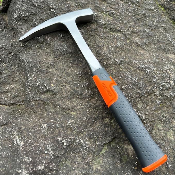 Rock Pick Hammer-31oz Geology Hammer with Ergonomic Handle – Stone Mason Hammer, Block Masonry Hammer with Pointed Tip & Shock Reduction Handle,Brick Tools, Masonry Tools