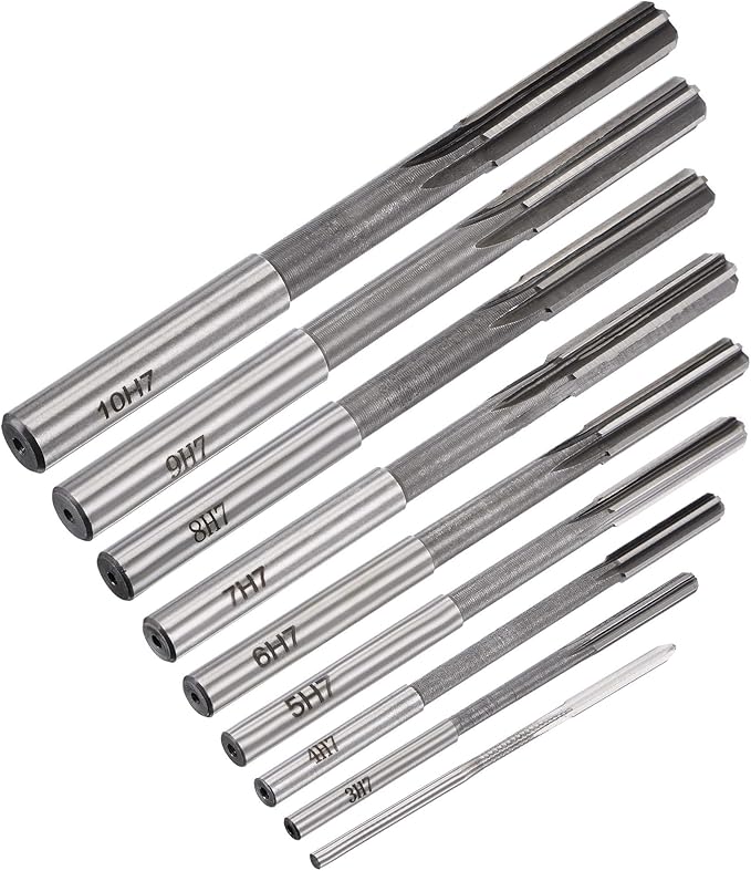 uxcell Chucking Reamer Set Lathe Machine Reamer Straight Flute Milling Cutter High Speed Steel H7 Tolerance (2mm 3mm 4mm 5mm 6mm 7mm 8mm 9mm 10mm) 9pcs