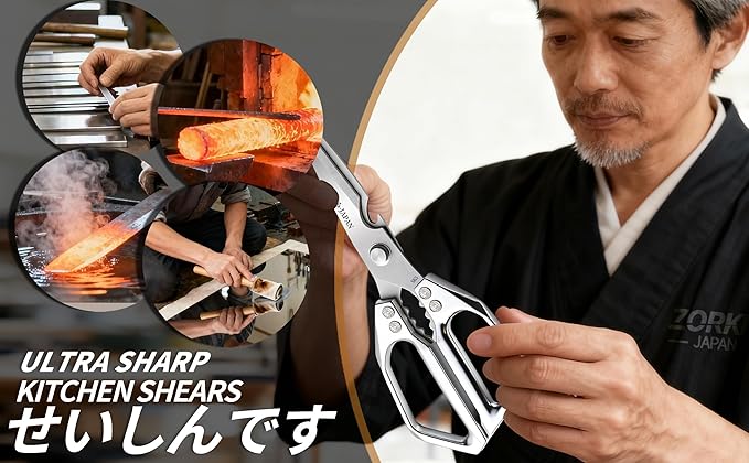 Japanese Kitchen Shears Set, Heavy Duty Poultry Shears All Purpose, Kitchen Meat Scissors for Steak Cutting, Chicken Bones, and Turkey Christmas Gifts for Men Women Mom Dad