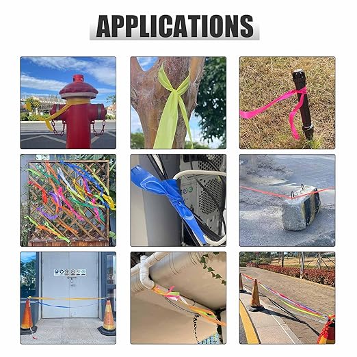 10 Pack Flagging Tape 5 Assorted Colors, Non-Adhesive Plastic Ribbon Neon Marking,1"*2000' Marking Tape for Tree Marking, Hunting, Boundaries and Hazardous Areas,Trail Marking