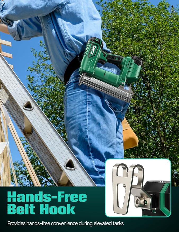 KIMO 2" Brad Nailer Cordless w/Battery 2.0Ah X2, 5000pcs Nails, 180 Nails/min, Single & Contact Firing, Fast Charger, LED Light, Adjustable Depth 18 GA Cordless Nail Gun for DIY Woodworking Framing