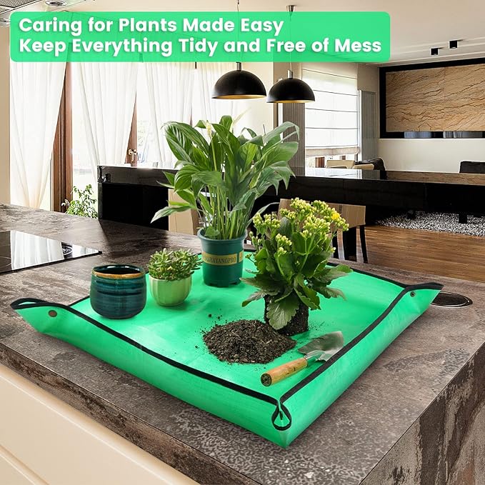 2 Pcs 26.8" x 26.8" Potting Mat for Indoor Plants Transplanting Control Mess Square Repotting Mat Gardening Gifts