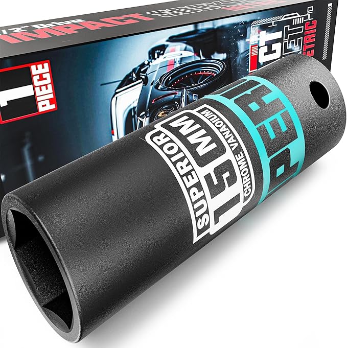 1/2" Drive Impact Socket, 15 mm Deep Socket, Metric, 6 Point, CR-V, for Automotive Maintaince, Mechanical Equipment Maintaince