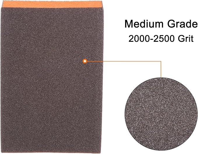 HARFINGTON 4pcs Sanding Sponge Blocks #280 (2000-2500 Grits) Wet/Dry Hand Sanding Sponges, 100x70x25mm Foam Sanding Block Pad for Polishing Kitchen Metal Wood Drywall Furniture, Brown&Orange