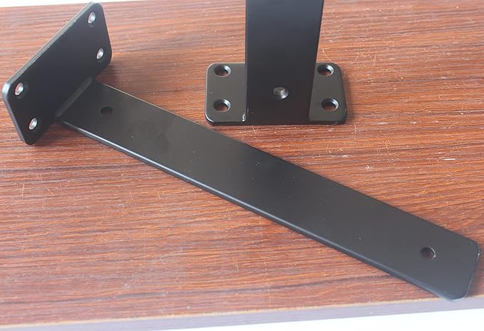 4 Pack - 14 inch Black Hidden L Shelf Bracket (1/5 Inch Thicked) Iron Floating Shelf Brackets Rustic Industrial Metal Brackets for Shelf Support