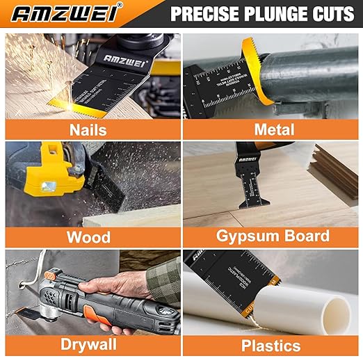 22PCS Oscillating Tool Blades Metal Wood, 5 Types Quick Release Oscillating Saw Blades for DIY Projects, Oscillating Tool Blades Compatible with Dewalt Milwaukee Ryobi Rockwell Fein