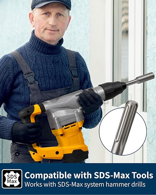 SDS Max Ground Rod Driver for 5/8 Inch & 3/4 Inch Grounding Rods, Firecore One-Piece Ground Rod Driver Adapter Bits for SDS-Max Rotary Hammer Drill Tool Jackhammer Attachment, SDS Ground Driving Bits