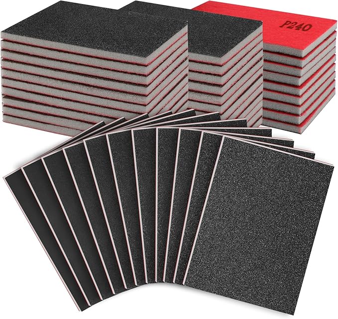 27 Pcs Sanding Sponge Pads 240 Grit, Wet Dry Washable Foam Sanding Block, Abrasive Sand Paper, Reusable Sanding Paper for Hand Sanders, Wood, Metal, Auto, Drywall, Furniture Polishing