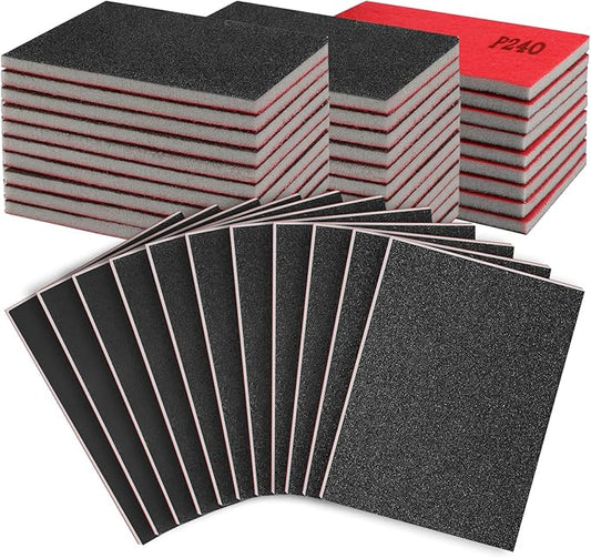 27 Pcs Sanding Sponge Pads 240 Grit, Wet Dry Washable Foam Sanding Block, Abrasive Sand Paper, Reusable Sanding Paper for Hand Sanders, Wood, Metal, Auto, Drywall, Furniture Polishing