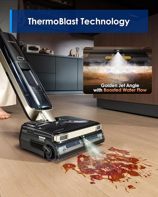 Tineco Floor ONE S9 Master Wet Dry Vacuum Cleaner, ThermoBlast Tech & Hot Water Vacuum Mop, 23kPa Suction, 65 Min Runtime, 185째F Flashdry, 3.9inch Ultra-Slim Stretch Mop