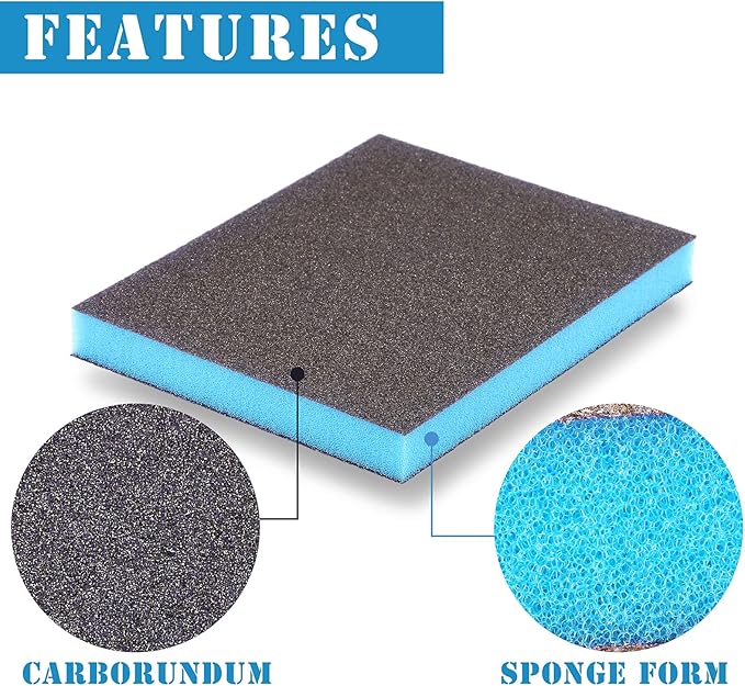 8Pcs 80 Grit Sanding Sponge, Jamiikury Coarse Sanding Blocks Washable and Reusable, Wet Dry Sandpaper Sponge for Wood Metal FurniturePaint and Drywall