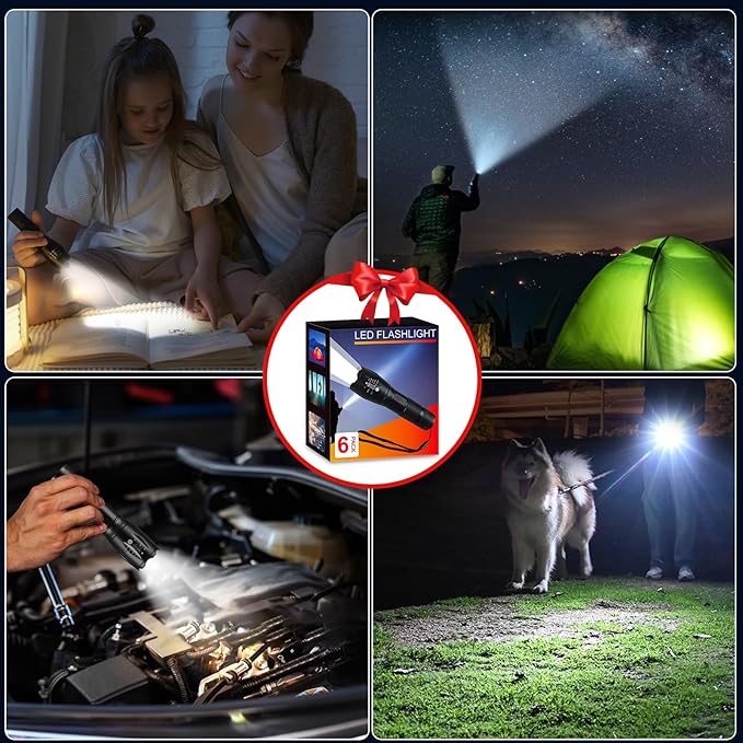 12Pack LED Flashlights High Lumens, 5Mode Tactical Flashlight for Home, Small Flashlights Powerful, Pocket Flashlight Battery Powered, Adjustable Torch Light, Mini Flash Light for Emergencies Camping