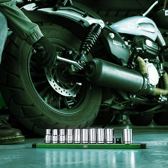 SK 1/2" Drive Socket Set, Metric Sockets, 11-Piece 10-20mm, SuperKrome Finish, Preminum CR-V Construction, with Aluminum Socket Organizer