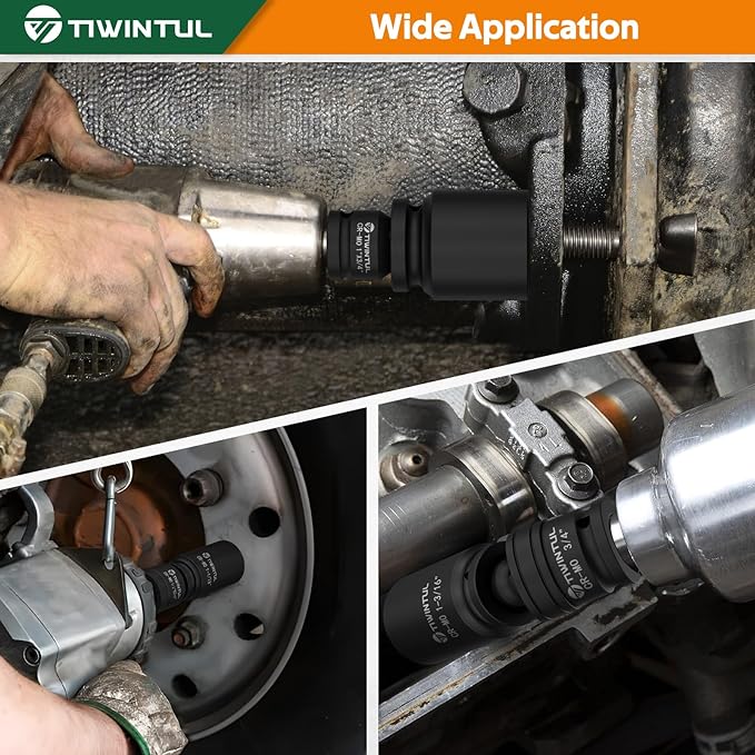 3/4 Inch Drive Universal Impact Joint, 1/2" to 3/4" Impact Adapter, 1" to 3/4" Impact Reducer, CR-MO, Impact Swivel Socket Set, 3-Piece, Meets ANSI Standards, for Mechanics & Industrial