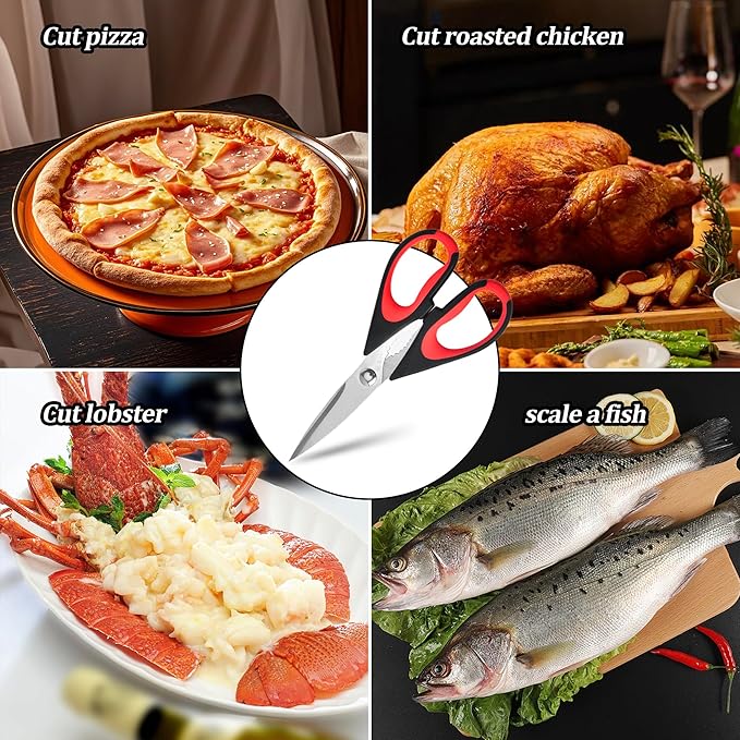 All-Purpose Kitchen Shears, Heavy Duty Stainless Steel Scissors with Protective Sheath, Dishwasher Safe, Soft Grip Comfort Handle, 8.72 Inch, Multi-Purpose Food & Meat Poultry Cutting Tool for Home