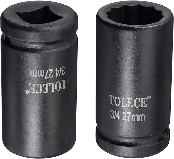 uxcell 3/4-Inch Drive 27mm 12-Point Deep Impact Socket, CR-MO Steel 78mm Length, Metric Sizes