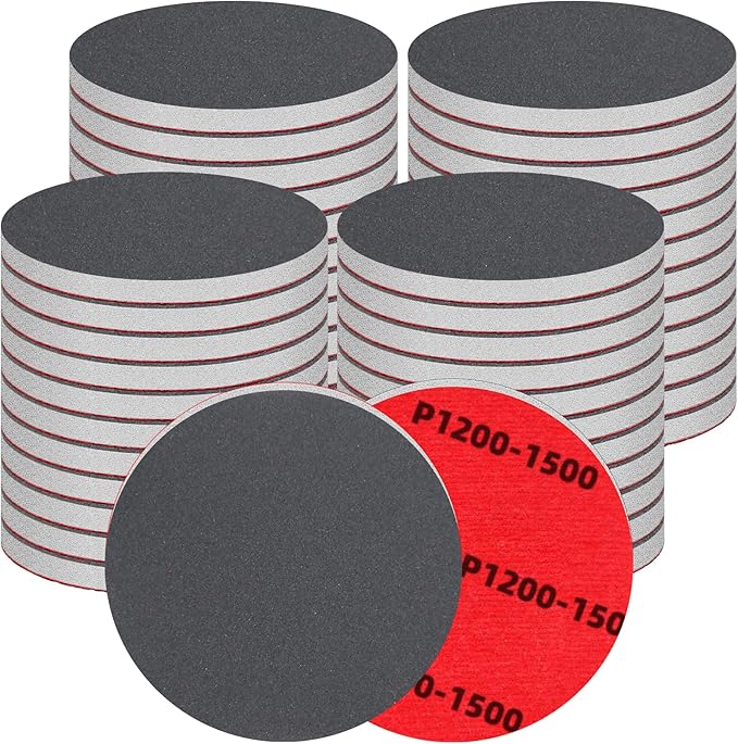 48 Pcs 3 inch Round Sanding Sponge 1200-1500 Grit Sandpaper Assortment, Washable & Reusable Foam Sanding Pads for Wood, Metal, Hook and Loop Sanding Discs