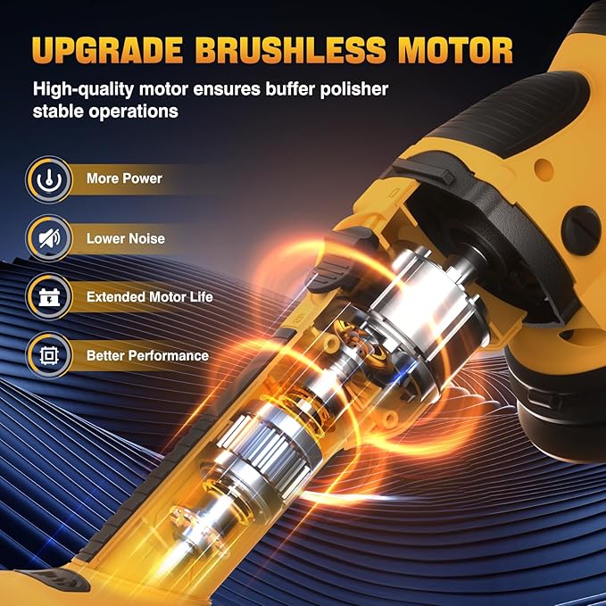 Cordless Buffer Polisher Kit for Dewalt 20V Battery (No Battery), 6-Inch Orbital Car Polisher Variable Speed 1800??500 RPM, 17PCS Polishing Accessories, for Car Polishing/Waxing (Tool Only)