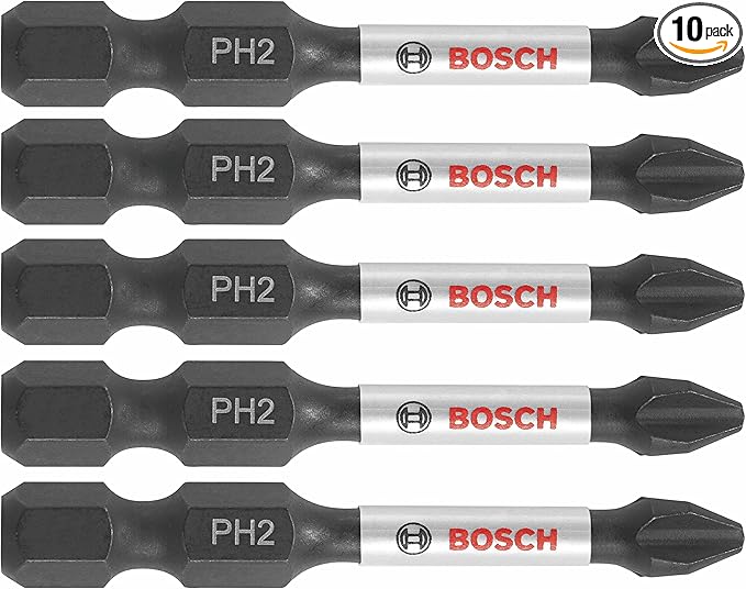 BOSCH ITPH22B 10-Pack 2 In. Phillips #2 Impact Tough Screwdriving Power Bits