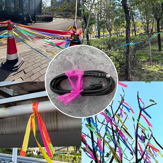 5 Pack Pink Flagging Tape, Non-Adhesive Plastic Ribbon Neon Marking Roll, 0.78"*500ft, Marking Tape for Tree Marking, Hunting, Boundaries and Hazardous Areas,Trail Marking