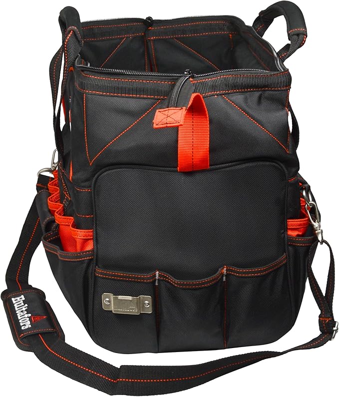 Hultafors Work Gear HT5553 Pro Contractor's Closed Top Tool Bag, 42 Pockets, Heavy Duty Ballistic Polyester Tool Carrier, Neoprene Carrying Handles, Adjustable Slip-Resistant Shoulder Strap