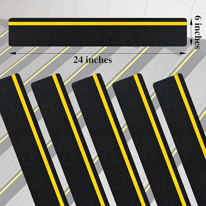 5 Pieces Anti Slip Tape with Reflective Stripe Non Slip Tape Grip Tape for Stairs Anti Slip Traction Tape, 6 by 24 Inches (Reflective)