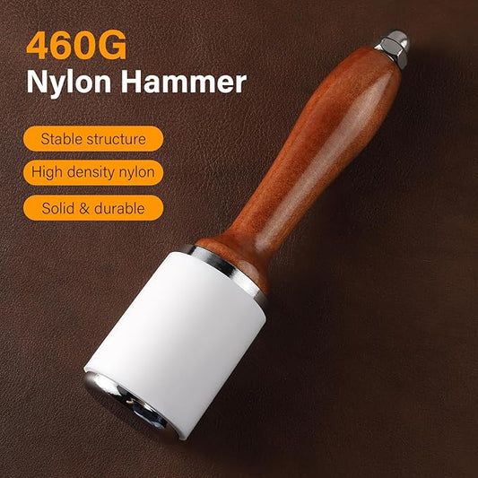 WUTA Leather Carving Hammer Professional Leather Mallet Leatherworking Maul Nylon Head Hammer for Handmade DIY Tools