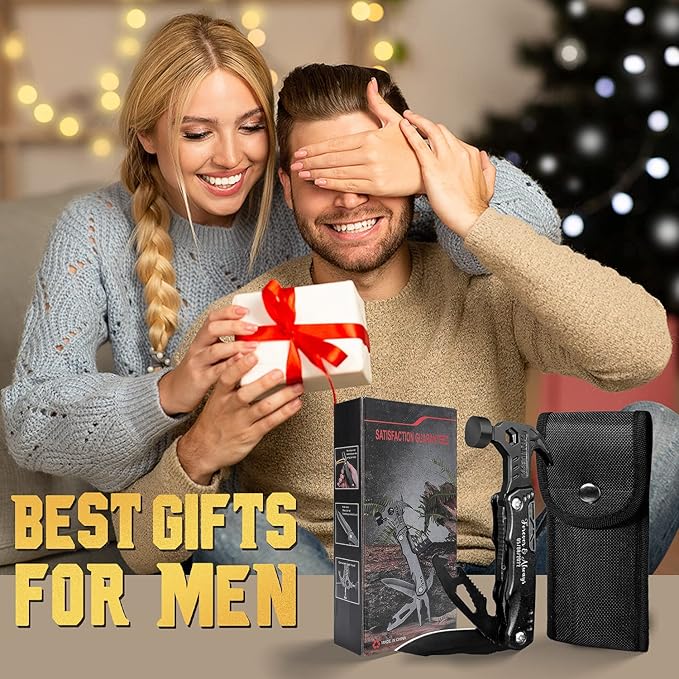 Custom Gadgets Gifts For Him, Dad, Fathers Day Tool Gifts From Daughter Son, Grandpa Gift, Valentines Anniversary Birthday Gift For Husband Boyfriend Fiancé, 14 In 1 Tools Mini Hammer Multitool