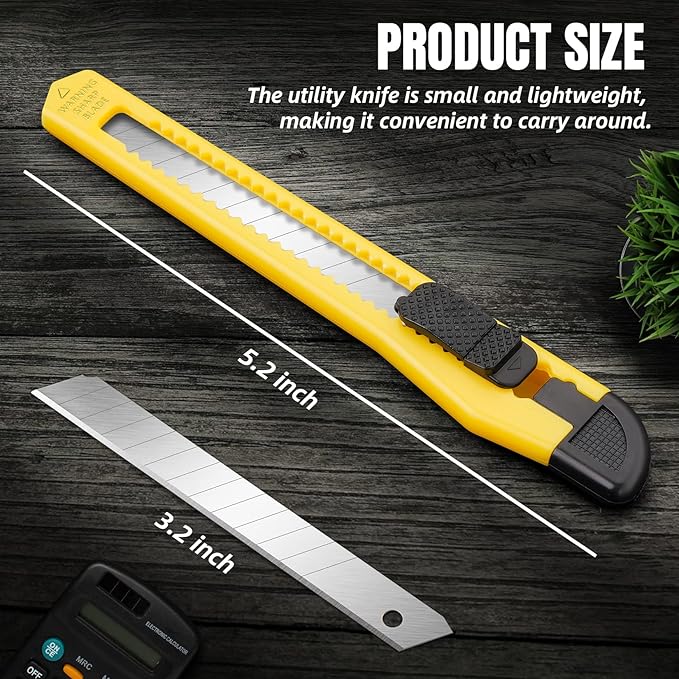 TIFICAL 10 Pack Box Cutter Retractable, 9MM Snap-Off Blade Utility Knife, Razor Knife with Self-Lock Design, Box Cutter Knife Exacto Knife for Cutting Boxes, Carton, Cardboard, Disposal Box Opener