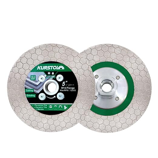 Tile Diamond Saw Blade - 2pcs 125mm Dual-Purpose Diamond Cutting Disc,Angel Grinder Blade Arbor M14 Thread for Cutting and Grinding Ceramic Tiles,Porcelain,Granite,Marble