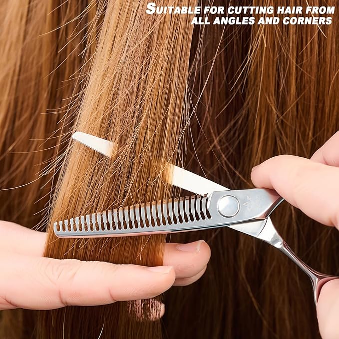 High-end Professional Hair Cut Thinning Scissors Hair Cutting Teeth Shears Barber Hairdressing Texturizing Scissor Extremely Very Sharp 6 Inch Stainless Steel Alloy For Men Women Salon& Home