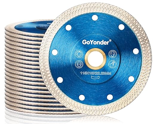 GoYonder 4.5 Inch Super Thin Diamond Saw Blade for Cutting Porcelain Tiles,Granite Marble Ceramics (4.5" -Blue (20 pcs))…