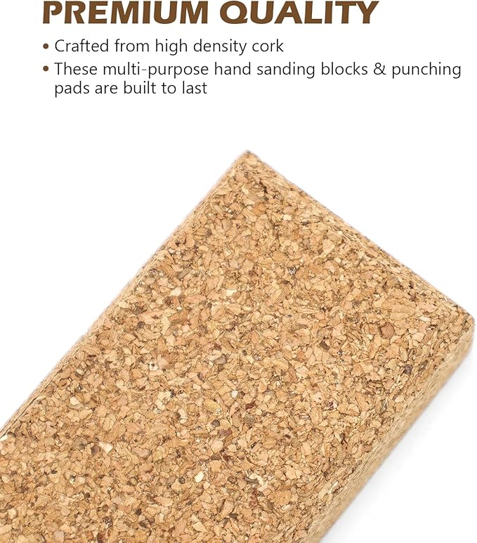 SCOTTCHEN Cork Sanding Block, Cork Punching Pad,Cork Sewing Block 8 Pack,with Sanding Paper 8 Pcs竊똇and Sanding Tool for Woodworking, Furniture Repair, Leather Craft