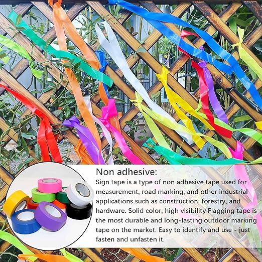 10 Pack Flagging Tape Assorted Colors, Non-Adhesive Plastic Ribbon Neon Marking, Marking Tape for Tree Marking, Hunting, Boundaries and Hazardous Areas,Trail Marking