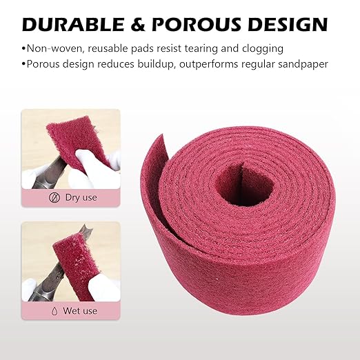 Maroon General Purpose Scuff Pads, Scuffing, Scouring Pad, Sanding, Paint Primer Prep Scratch - Surface Preparation Pad Car Auto Body Woodworking 7447-Premium, 6 Inches * 15 Feet