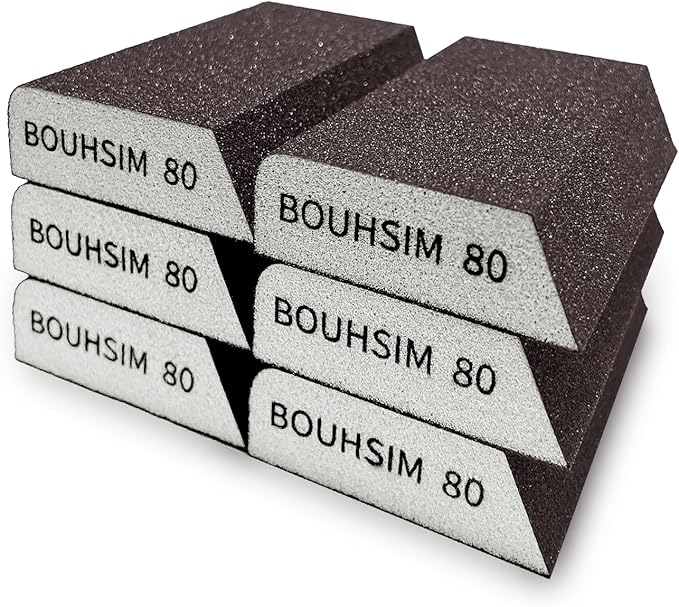 Sanding Sponge,Washable and Reusable Handmade Sandpaper Block竊똙ersatile Sanding Blocks for Wood, Drywall & Metal竊똕andpaper Blocks Pads Perfect for Smooth finishes (6 Pack 80 grit)